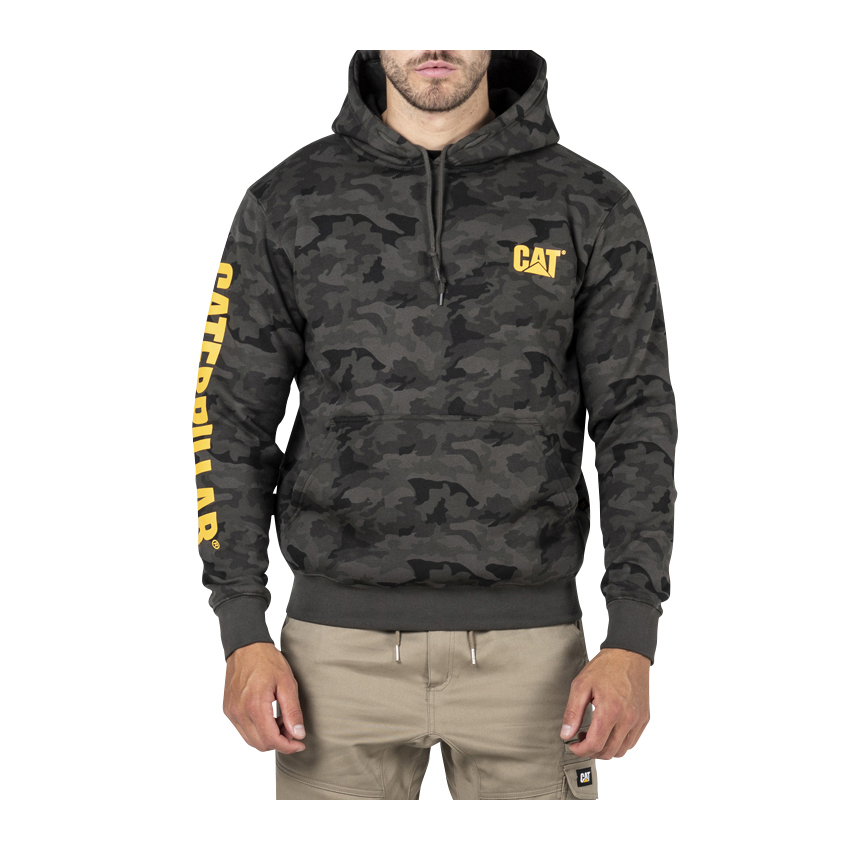 Men's Caterpillar Trademark Banner Hooded Sweat Hoodies Camo Ireland UYGQ26497